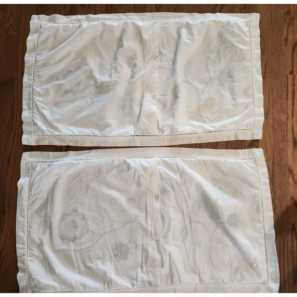 2/ Embroidered King Shams Noble Excellence Off-White Jacobian Floral Crewel